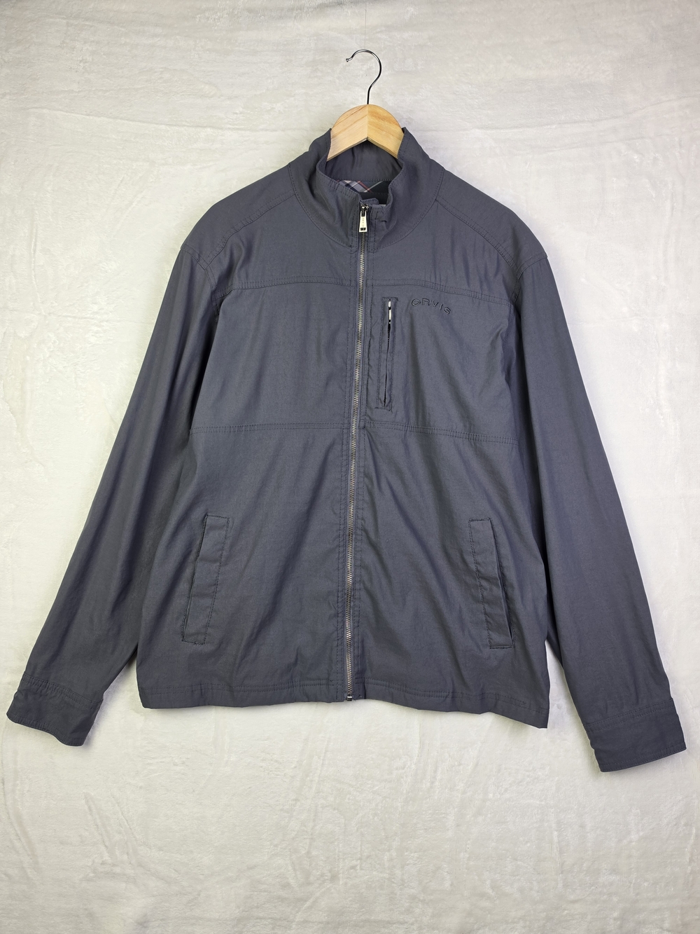 Orvis Harrington Jacket Mens Large Gray Full‎ Zip Lightweight
